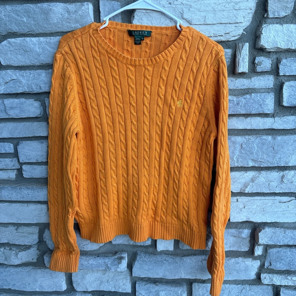 Ralph Lauren Orange Cable Knit Crewneck Sweater